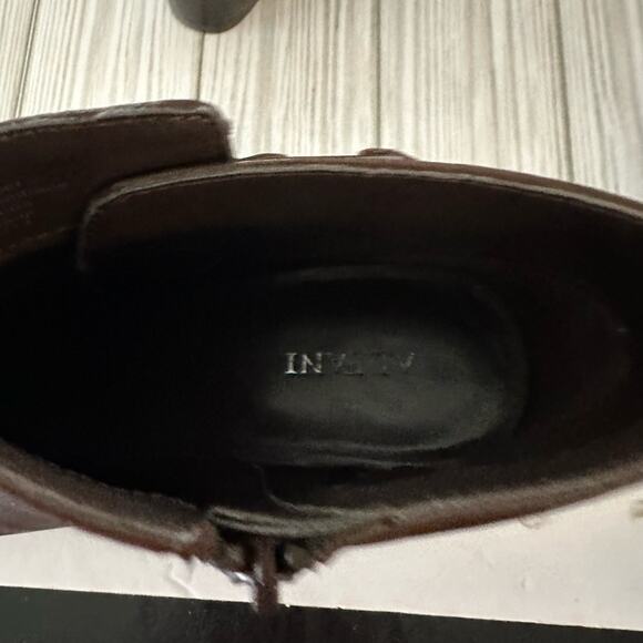 Alfani Womens 6M Adisonn Ankle Boots Booties Brown Leather Side Zip Buckle - Picture 8 of 11